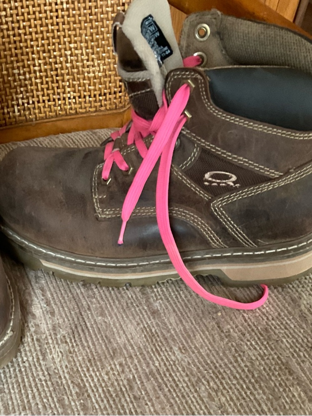 Women's Brown Lace-Up Boots with Pink Laces